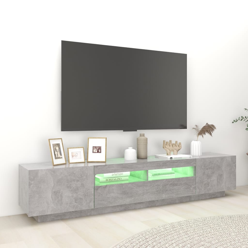 TV-taso LED-valoilla betoninharmaa 200x35x40 cm - Sisustajankoti.fi