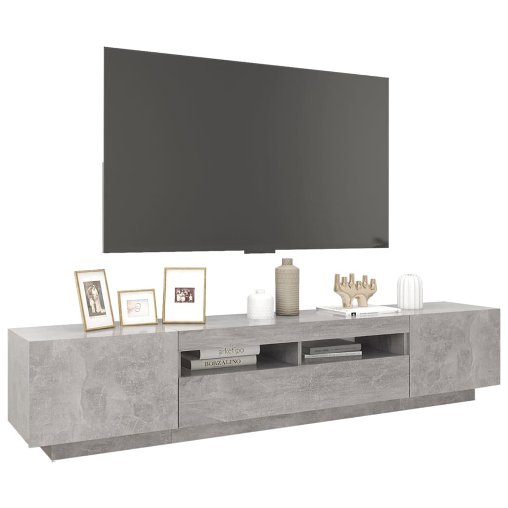 TV-taso LED-valoilla betoninharmaa 200x35x40 cm - Sisustajankoti.fi