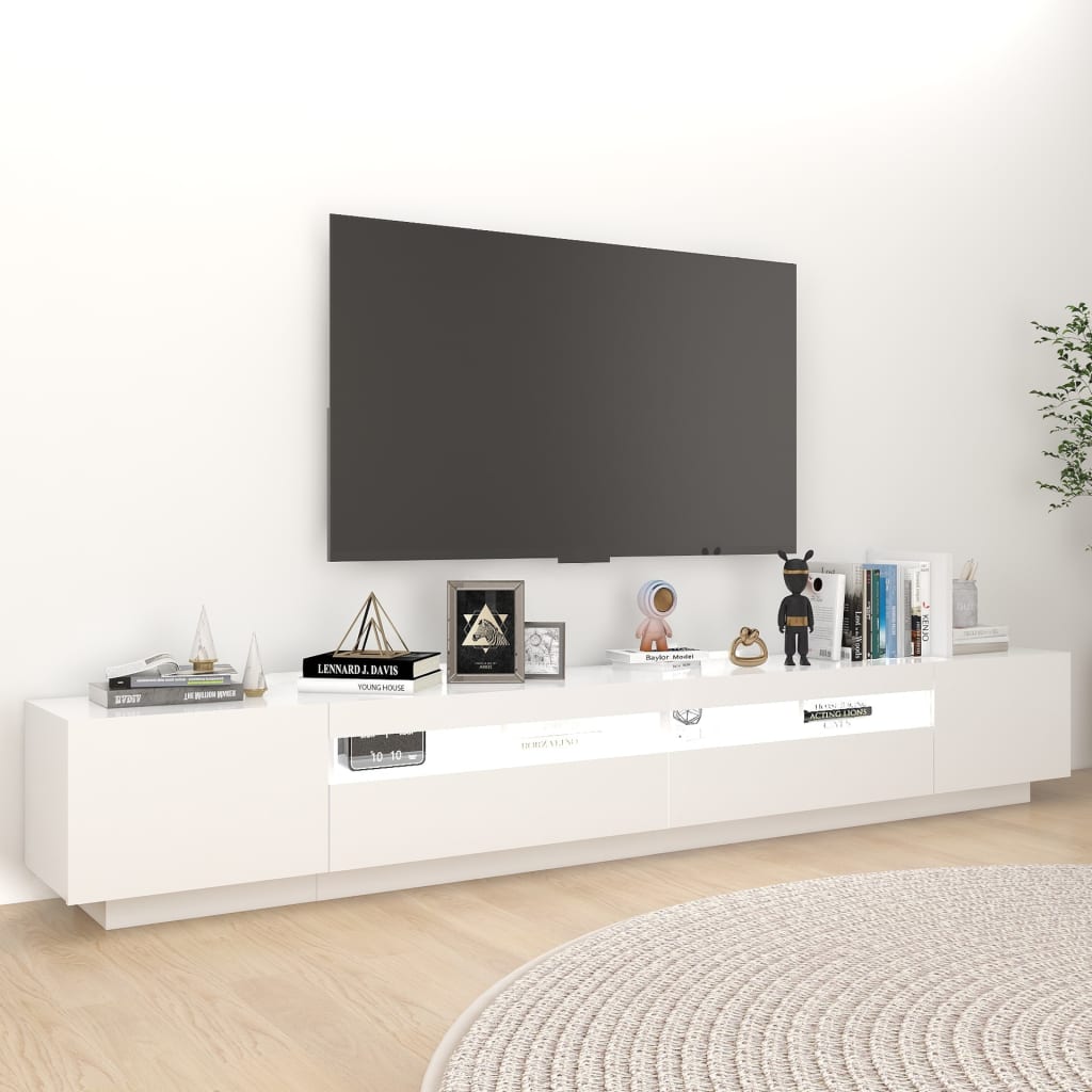 TV-taso LED-valoilla valkoinen 260x35x40 cm - Sisustajankoti.fi