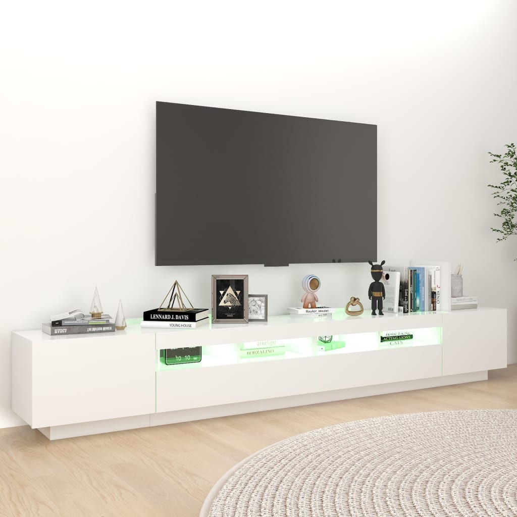 TV-taso LED-valoilla valkoinen 260x35x40 cm - Sisustajankoti.fi