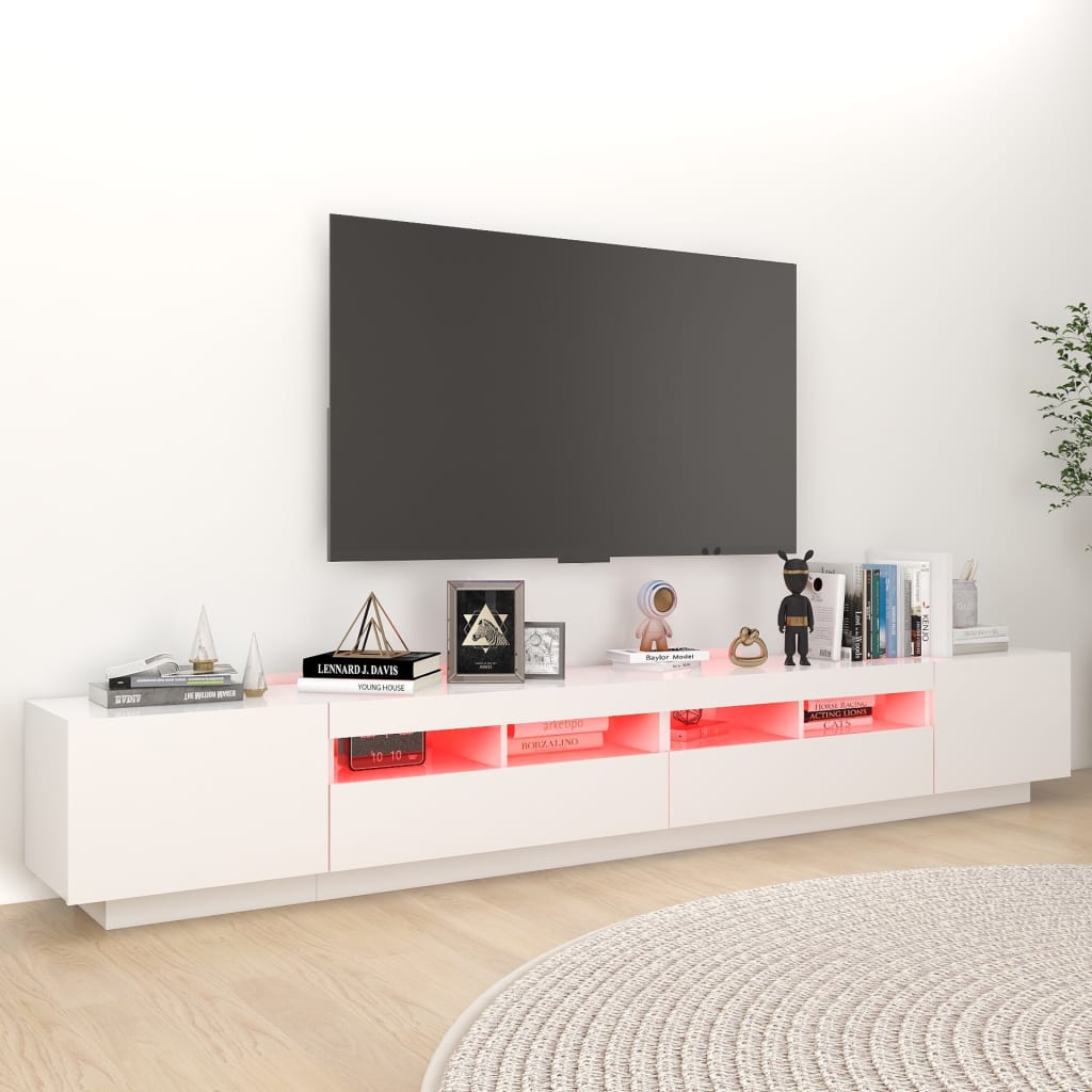 TV-taso LED-valoilla valkoinen 260x35x40 cm - Sisustajankoti.fi