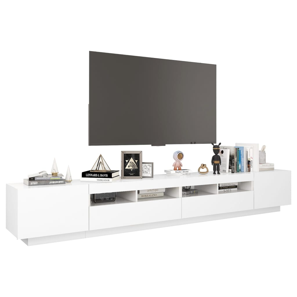TV-taso LED-valoilla valkoinen 260x35x40 cm - Sisustajankoti.fi