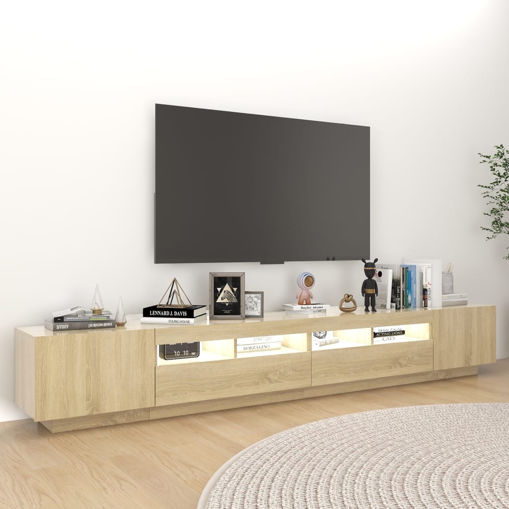 TV-taso LED-valoilla Sonoma-tammi 260x35x40 cm - Sisustajankoti.fi