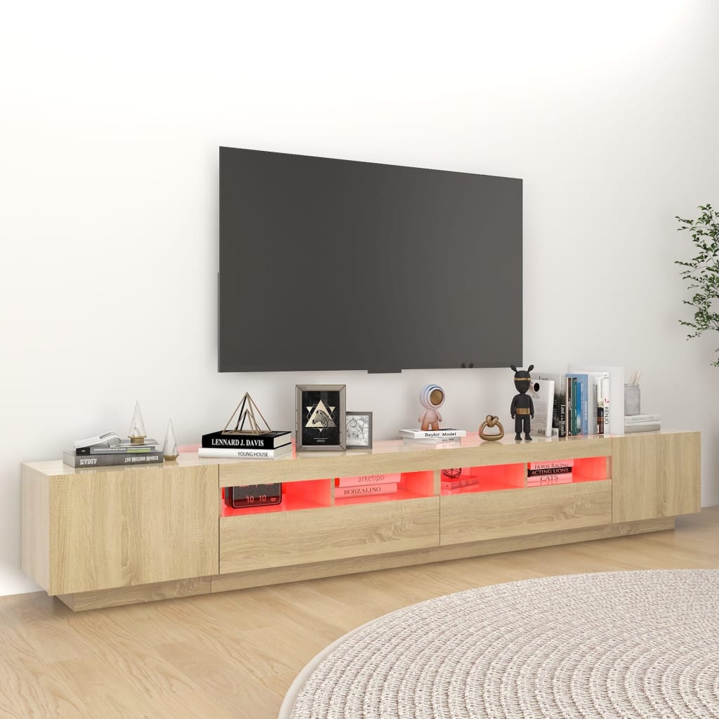 TV-taso LED-valoilla Sonoma-tammi 260x35x40 cm - Sisustajankoti.fi