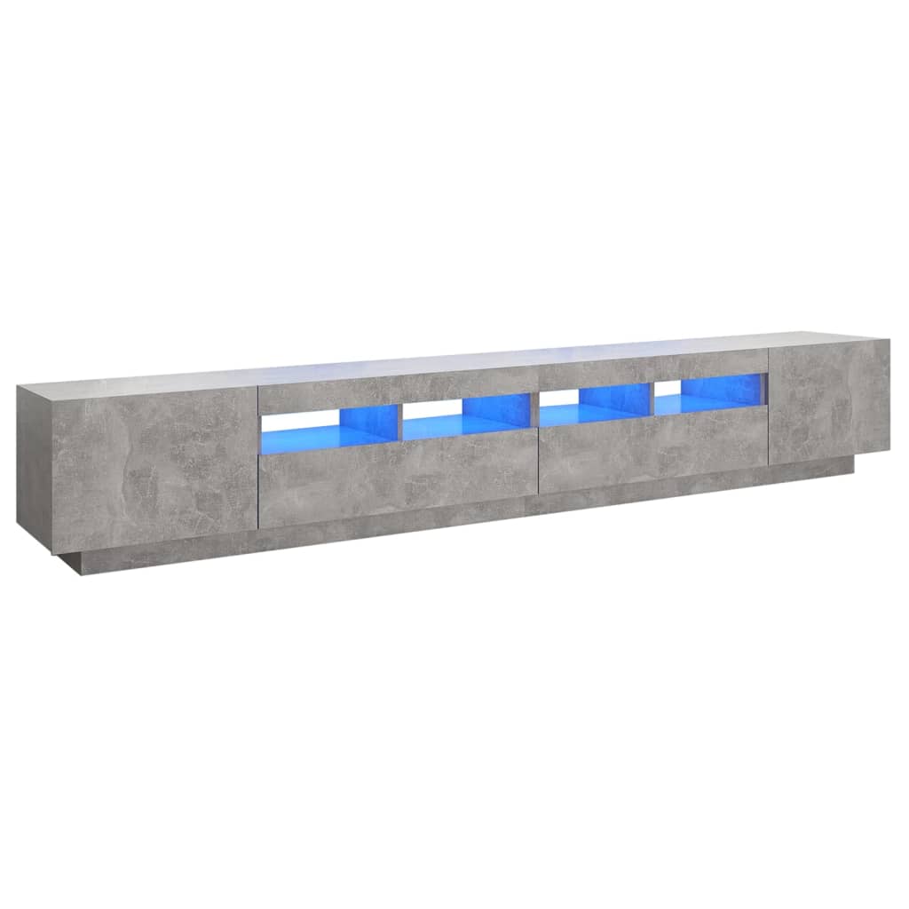 TV-taso LED-valoilla betoninharmaa 260x35x40 cm - Sisustajankoti.fi