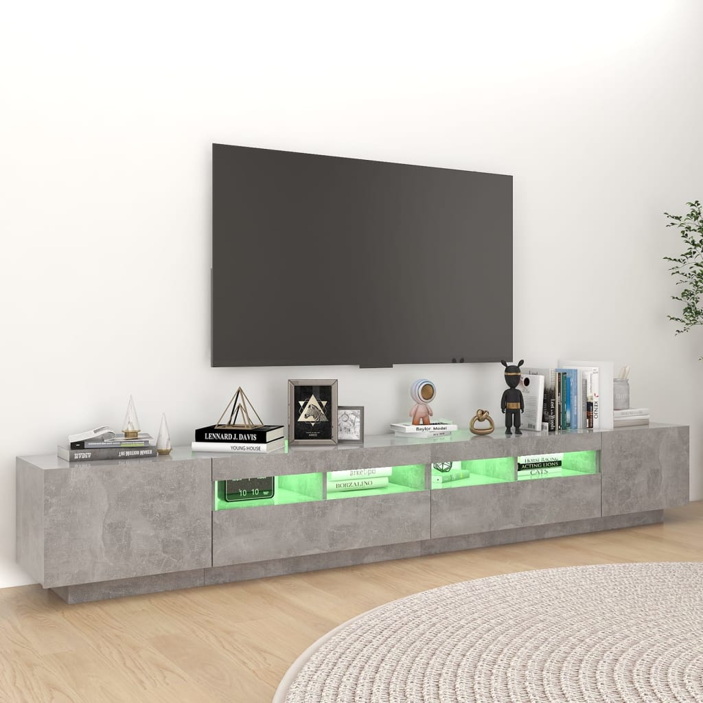 TV-taso LED-valoilla betoninharmaa 260x35x40 cm - Sisustajankoti.fi