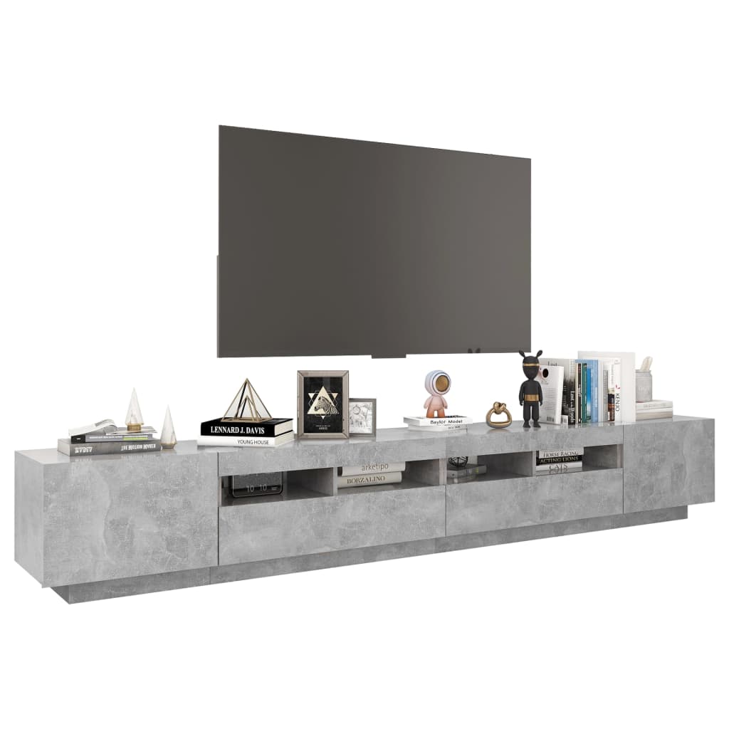 TV-taso LED-valoilla betoninharmaa 260x35x40 cm - Sisustajankoti.fi