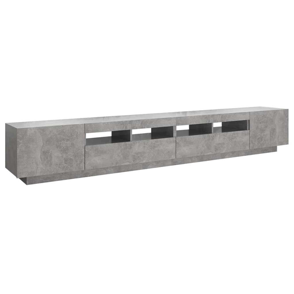 TV-taso LED-valoilla betoninharmaa 260x35x40 cm - Sisustajankoti.fi