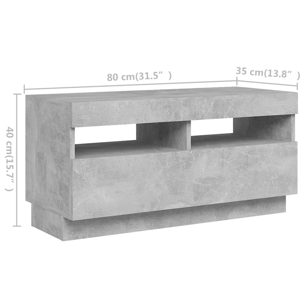 TV-taso LED-valoilla betoninharmaa 260x35x40 cm - Sisustajankoti.fi