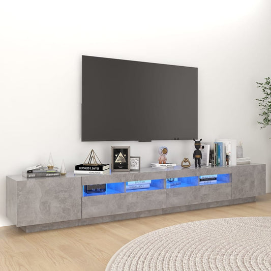 TV-taso LED-valoilla betoninharmaa 260x35x40 cm - Sisustajankoti.fi