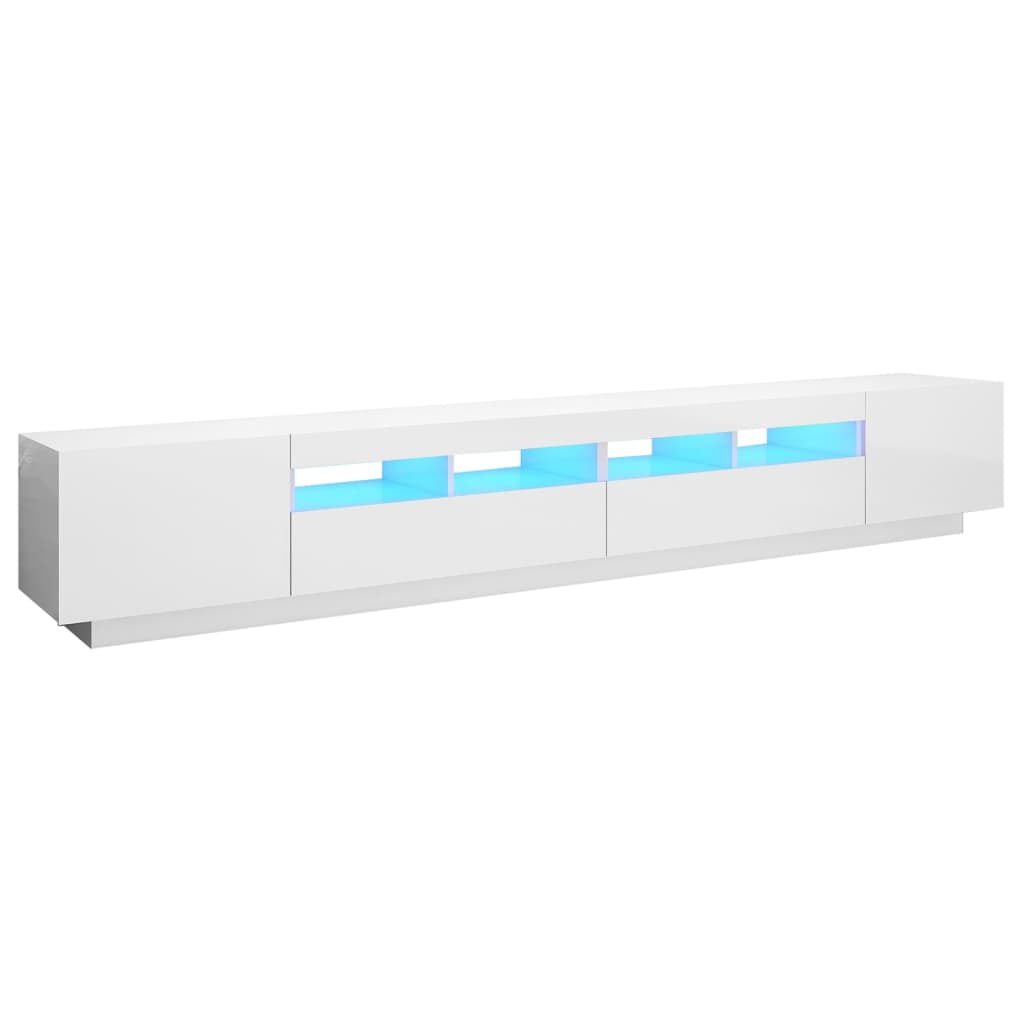 TV-taso LED-valoilla korkeakiilto valkoinen 260x35x40 cm - Sisustajankoti.fi