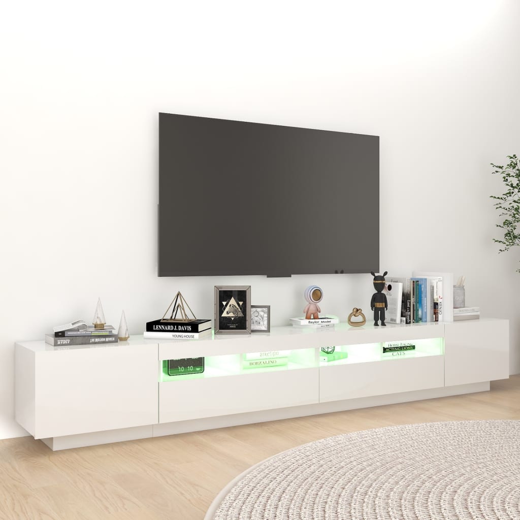 TV-taso LED-valoilla korkeakiilto valkoinen 260x35x40 cm - Sisustajankoti.fi