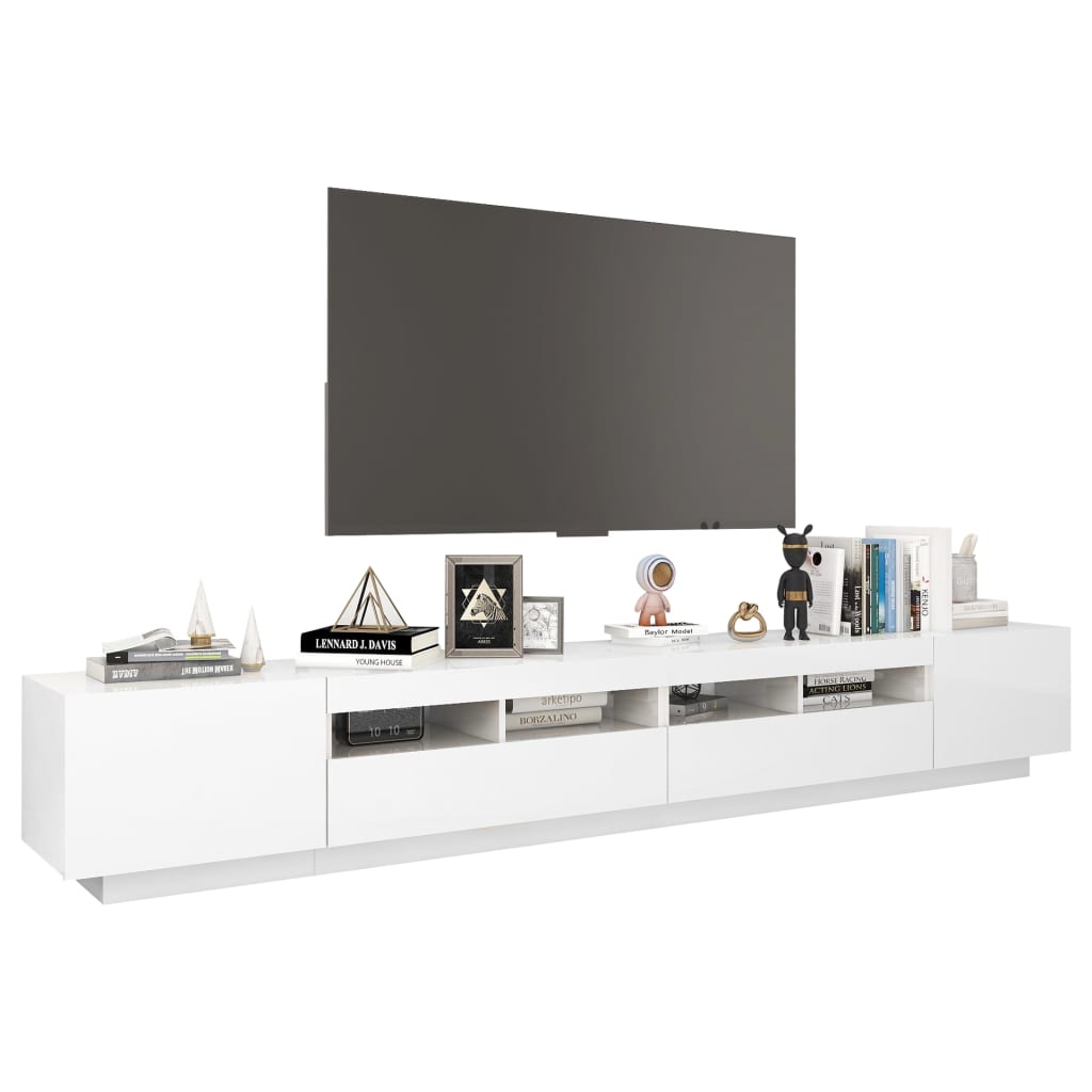 TV-taso LED-valoilla korkeakiilto valkoinen 260x35x40 cm - Sisustajankoti.fi