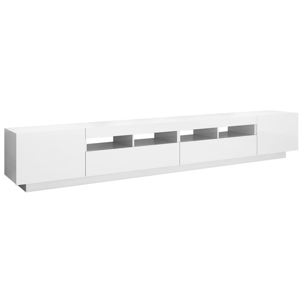 TV-taso LED-valoilla korkeakiilto valkoinen 260x35x40 cm - Sisustajankoti.fi