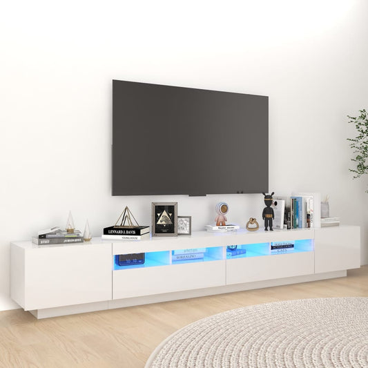TV-taso LED-valoilla korkeakiilto valkoinen 260x35x40 cm - Sisustajankoti.fi