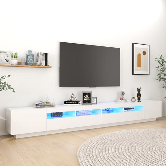 TV-taso LED-valoilla valkoinen 300x35x40 cm - Sisustajankoti.fi