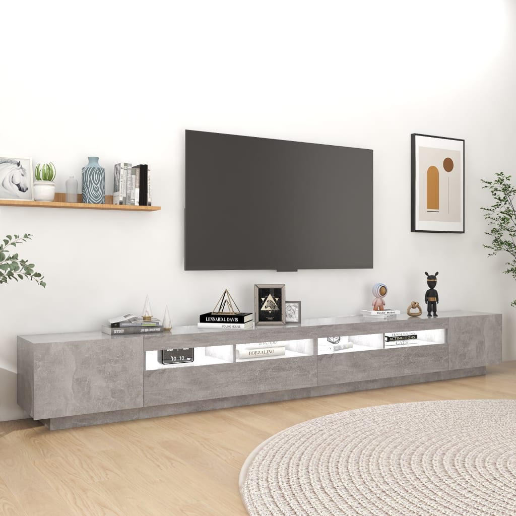 TV-taso LED-valoilla betoninharmaa 300x35x40 cm - Sisustajankoti.fi