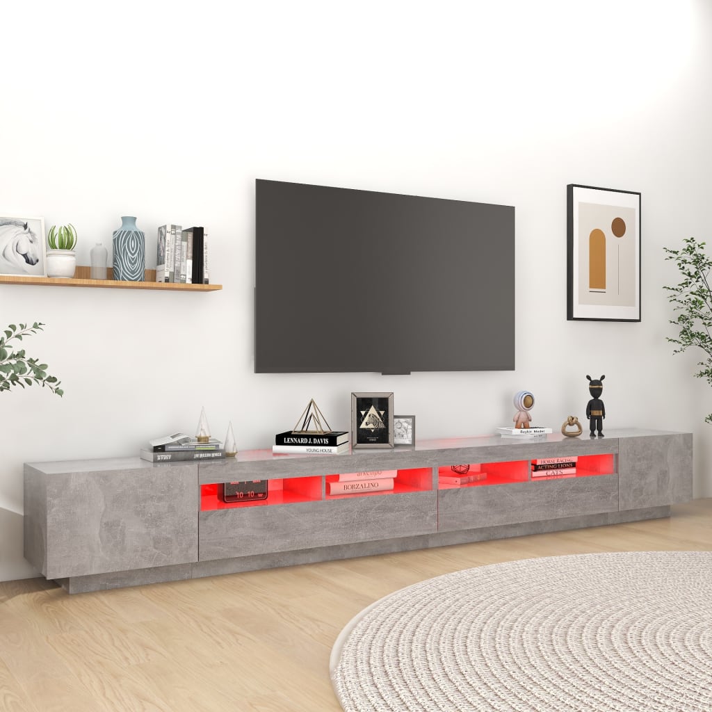 TV-taso LED-valoilla betoninharmaa 300x35x40 cm - Sisustajankoti.fi