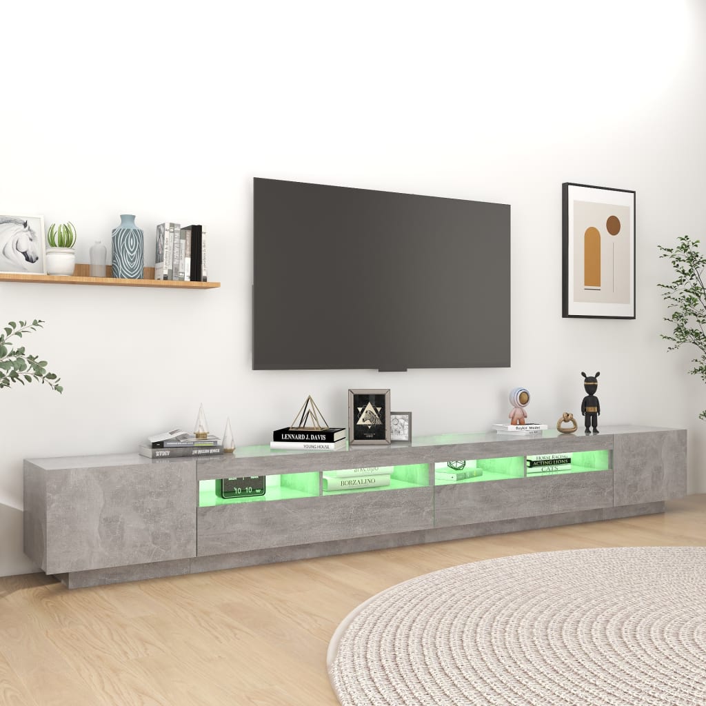 TV-taso LED-valoilla betoninharmaa 300x35x40 cm - Sisustajankoti.fi