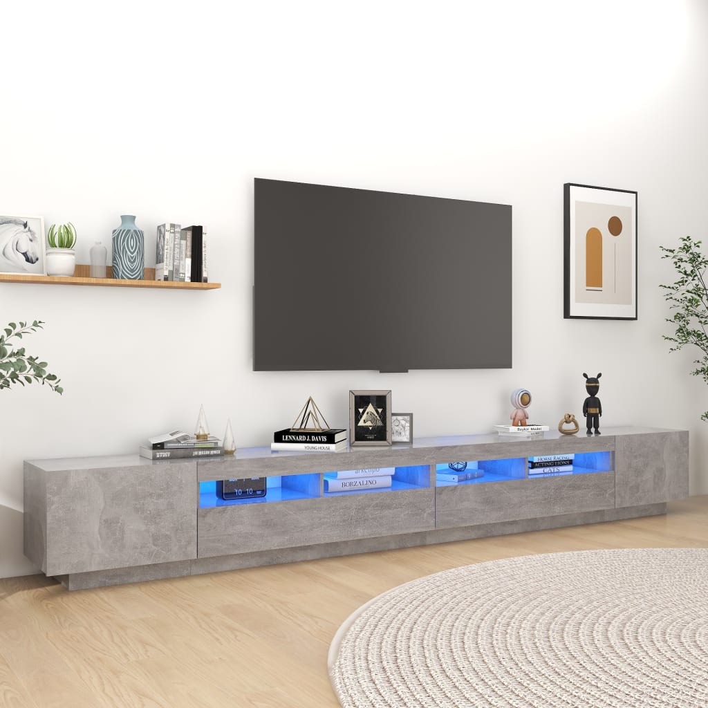 TV-taso LED-valoilla betoninharmaa 300x35x40 cm - Sisustajankoti.fi