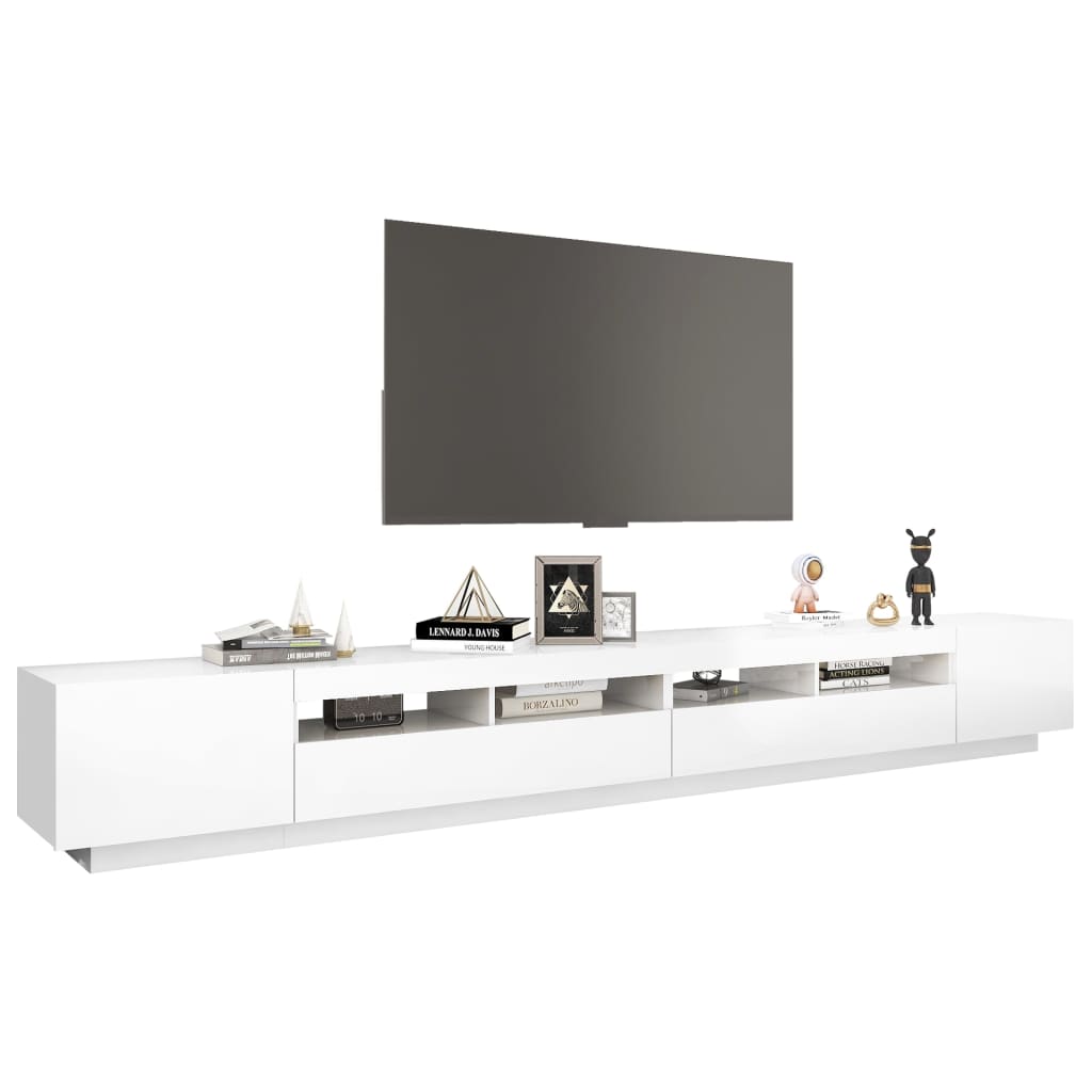 TV-taso LED-valoilla korkeakiilto valkoinen 300x35x40 cm - Sisustajankoti.fi