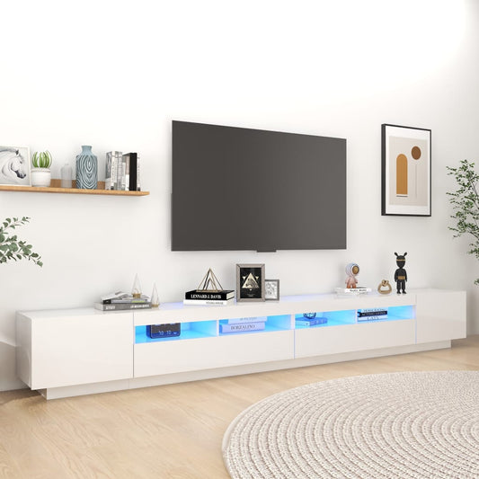 TV-taso LED-valoilla korkeakiilto valkoinen 300x35x40 cm - Sisustajankoti.fi