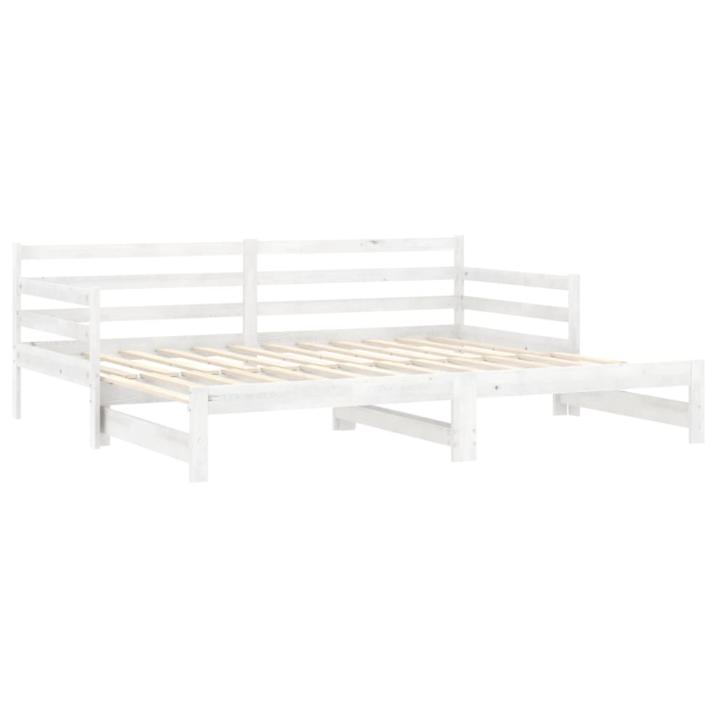 Päivävuode ulosvedettävä valkoinen täysi mänty 2x (90x200) cm - Sisustajankoti.fi