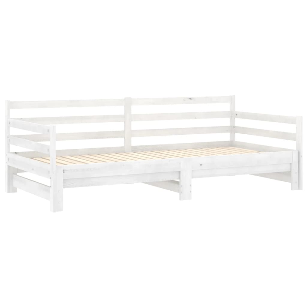 Päivävuode ulosvedettävä valkoinen täysi mänty 2x (90x200) cm - Sisustajankoti.fi