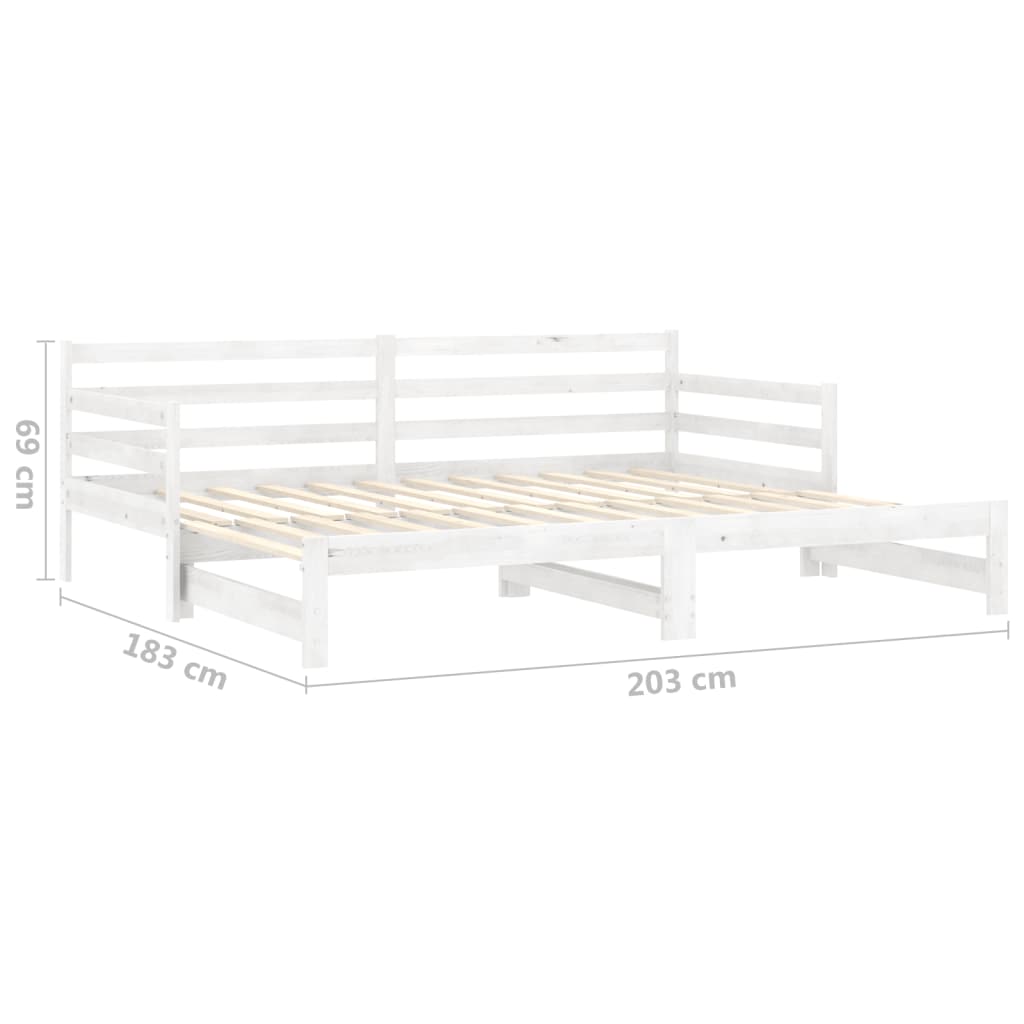 Päivävuode ulosvedettävä valkoinen täysi mänty 2x (90x200) cm - Sisustajankoti.fi