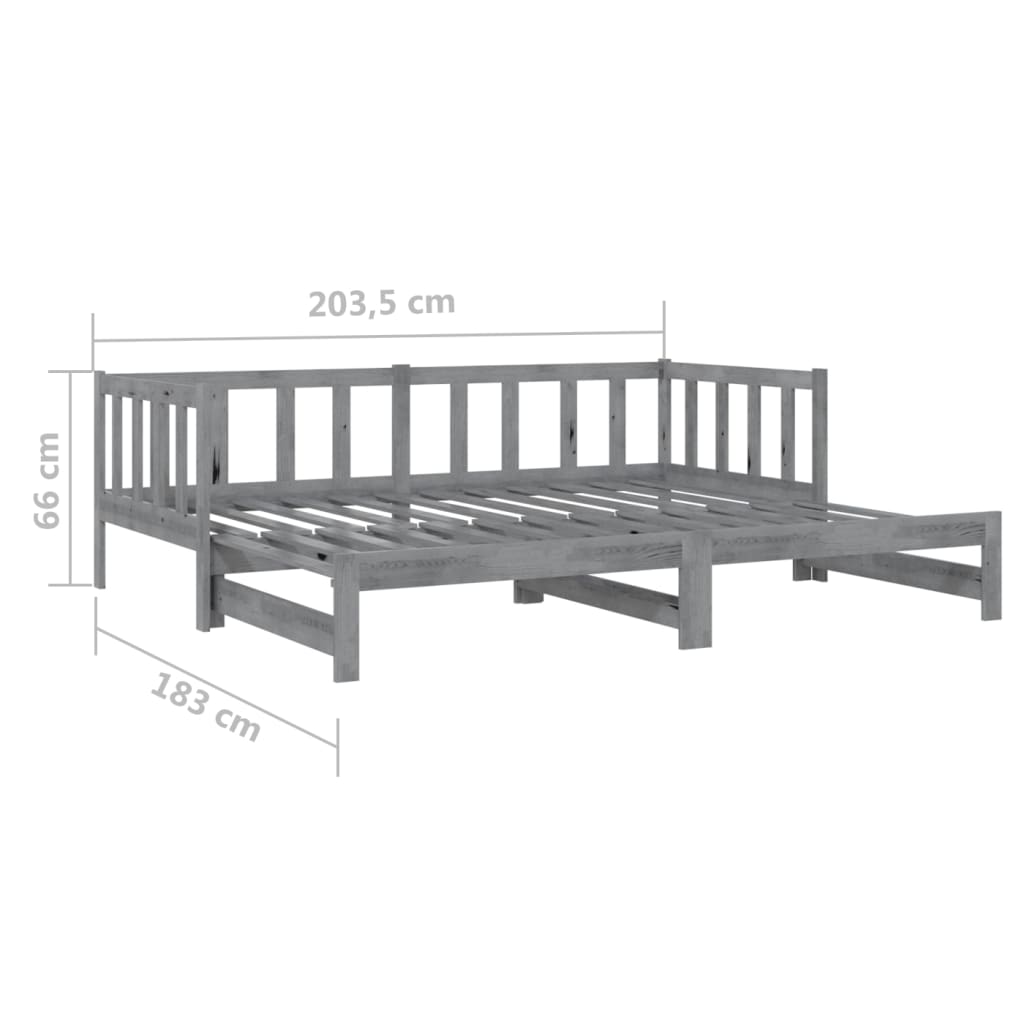 Päivävuode ulosvedettävä harmaa täysi mänty 2x (90x200) cm - Sisustajankoti.fi