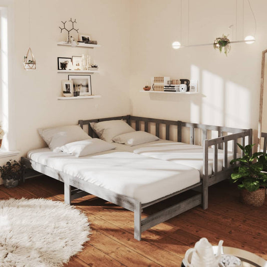 Päivävuode ulosvedettävä harmaa täysi mänty 2x (90x200) cm - Sisustajankoti.fi