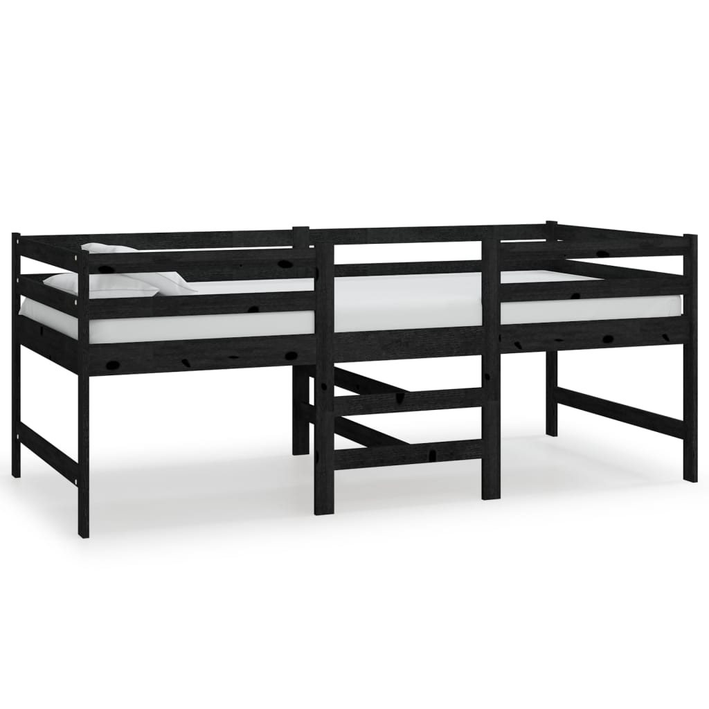Korotettu sänky musta täysi mänty 90x200 cm - Sisustajankoti.fi
