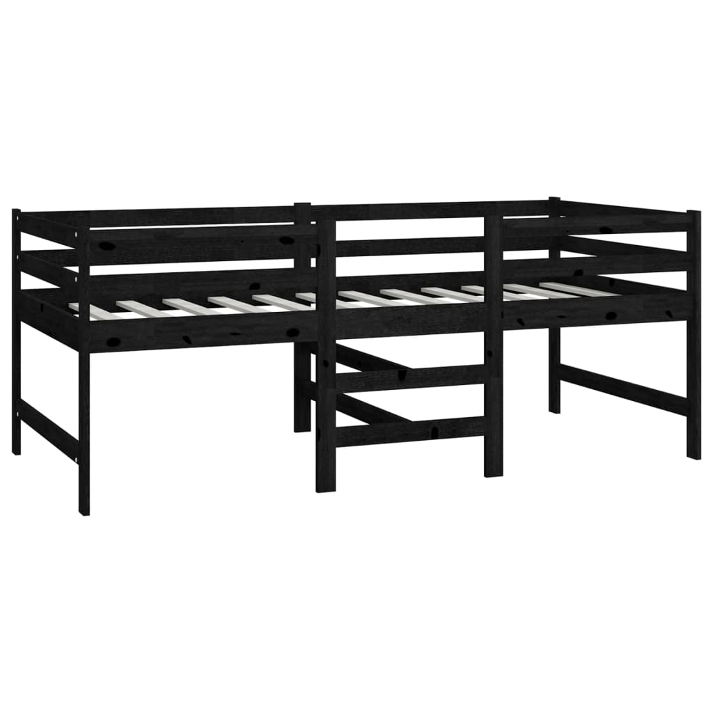 Korotettu sänky musta täysi mänty 90x200 cm - Sisustajankoti.fi