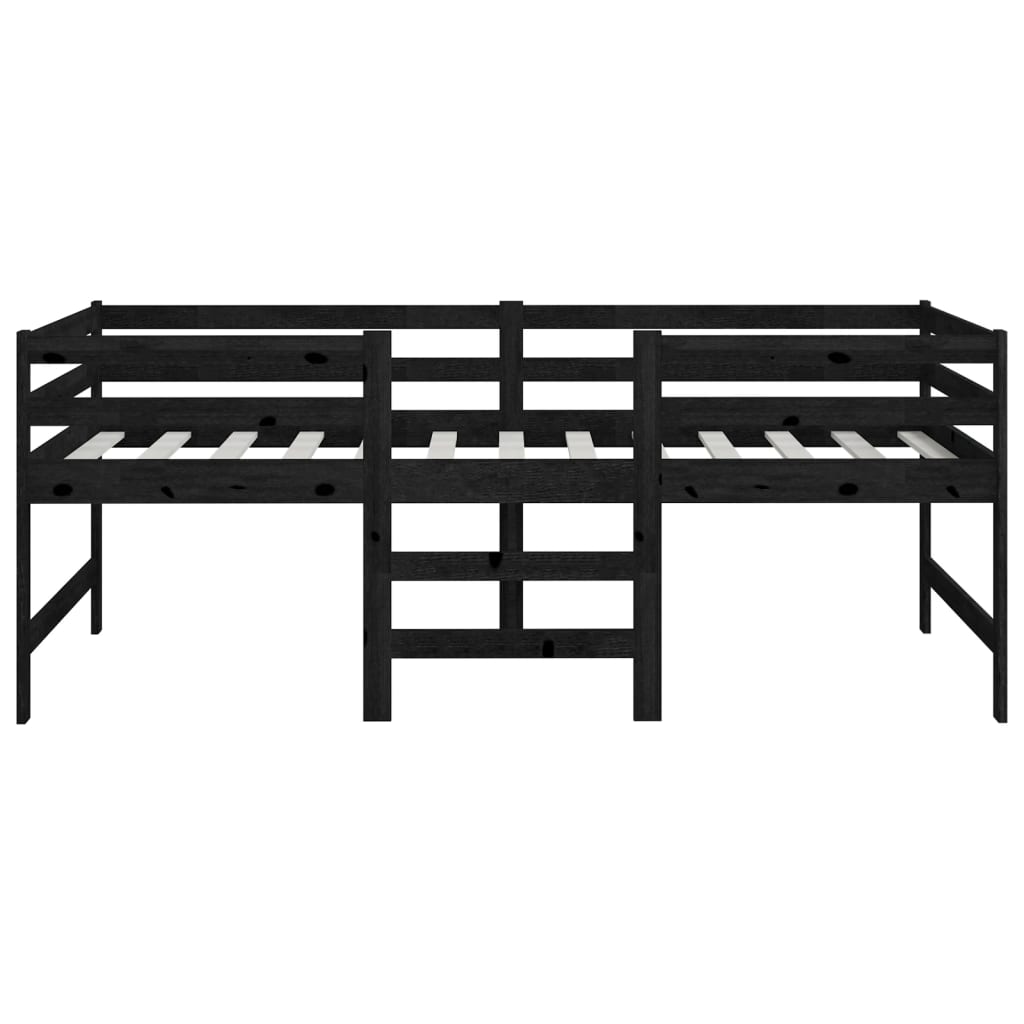 Korotettu sänky musta täysi mänty 90x200 cm - Sisustajankoti.fi