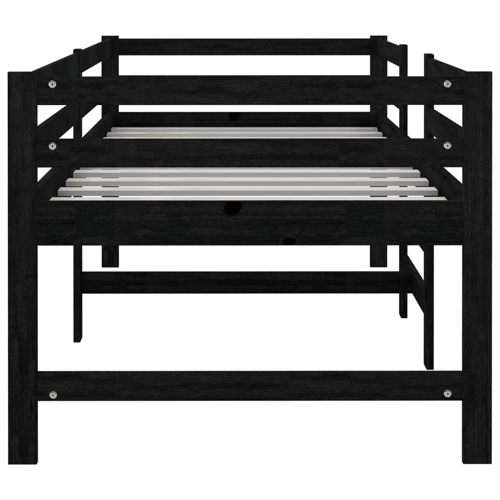 Korotettu sänky musta täysi mänty 90x200 cm - Sisustajankoti.fi