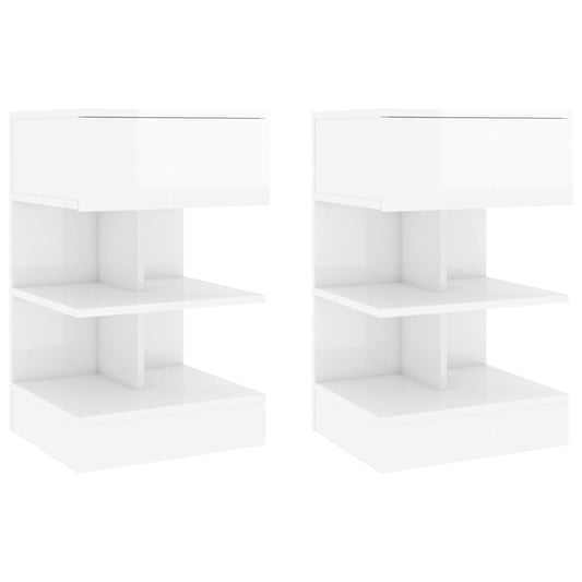 Yöpöydät 2 kpl korkeakiilto valkoinen 40x35x65 cm - Sisustajankoti.fi