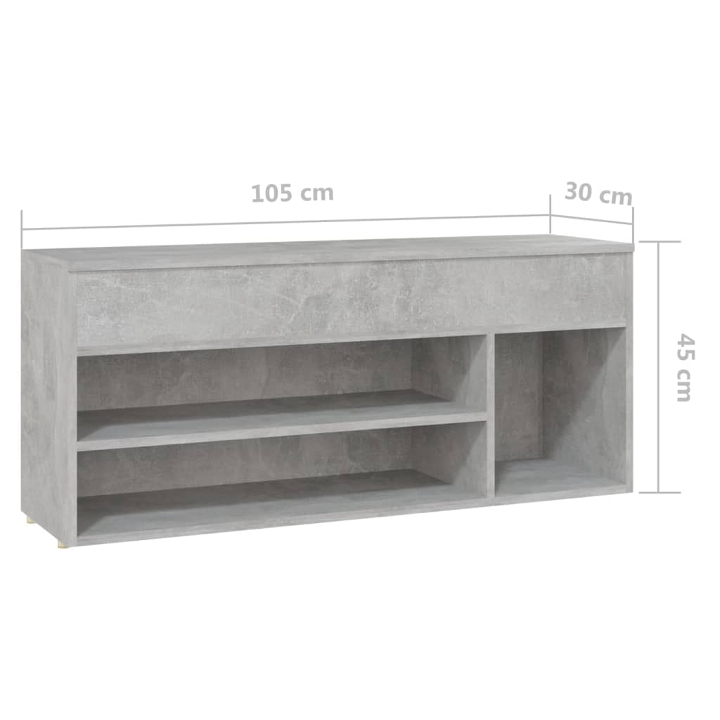 Kenkien säilytyspenkki betoninharmaa 105x30x45 cm lastulevy - Sisustajankoti.fi