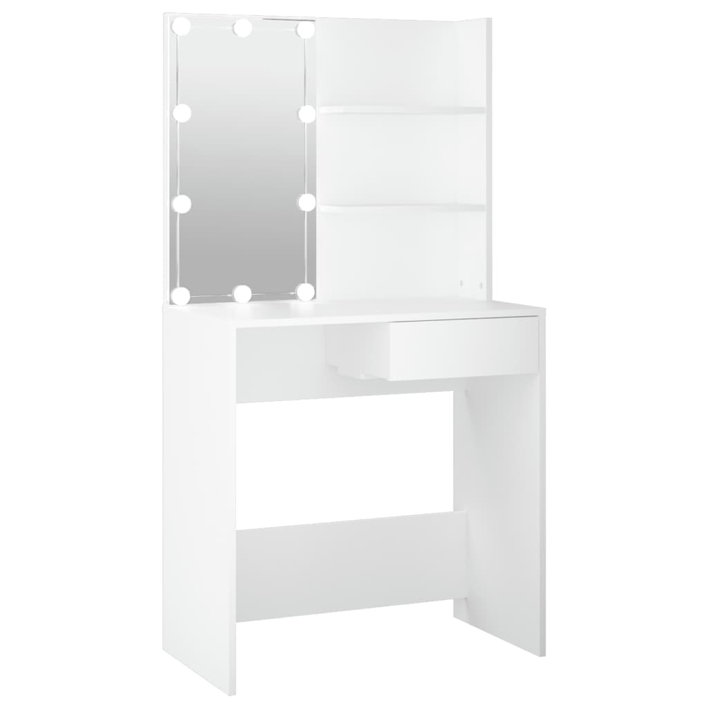 Peilipöytä LED-valoilla valkoinen 74,5x40x141 cm - Sisustajankoti.fi