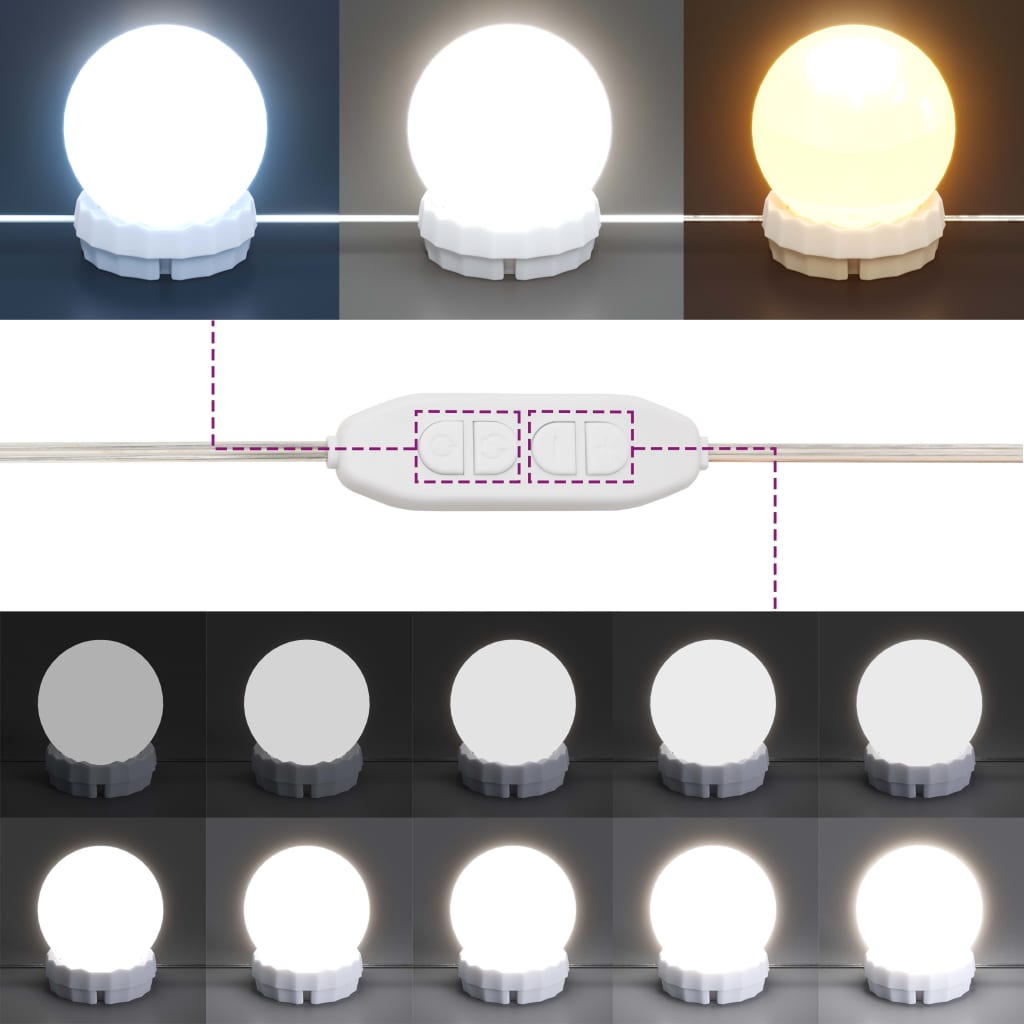 Peilipöytä LED-valoilla valkoinen 74,5x40x141 cm - Sisustajankoti.fi