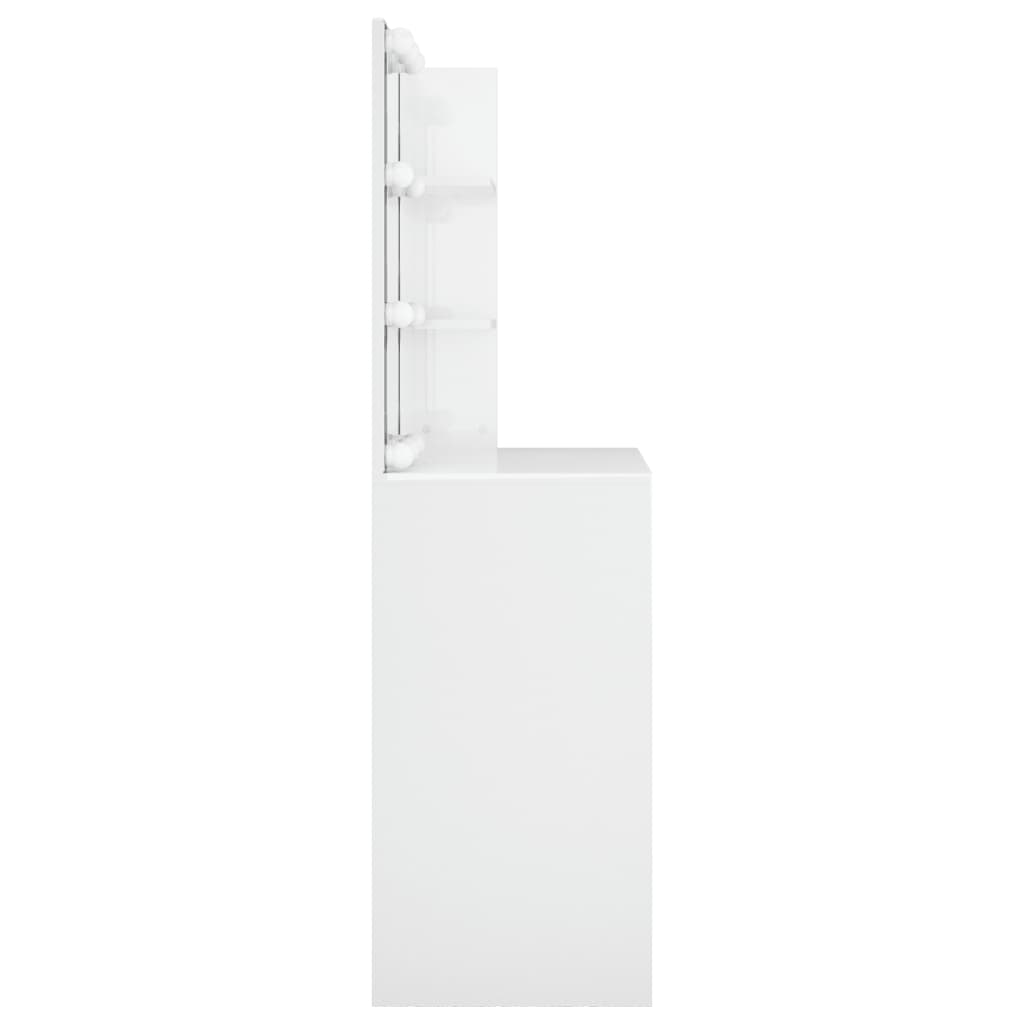 Peilipöytä LED-valoilla korkeakiilto valkoinen 74,5x40x141 cm - Sisustajankoti.fi