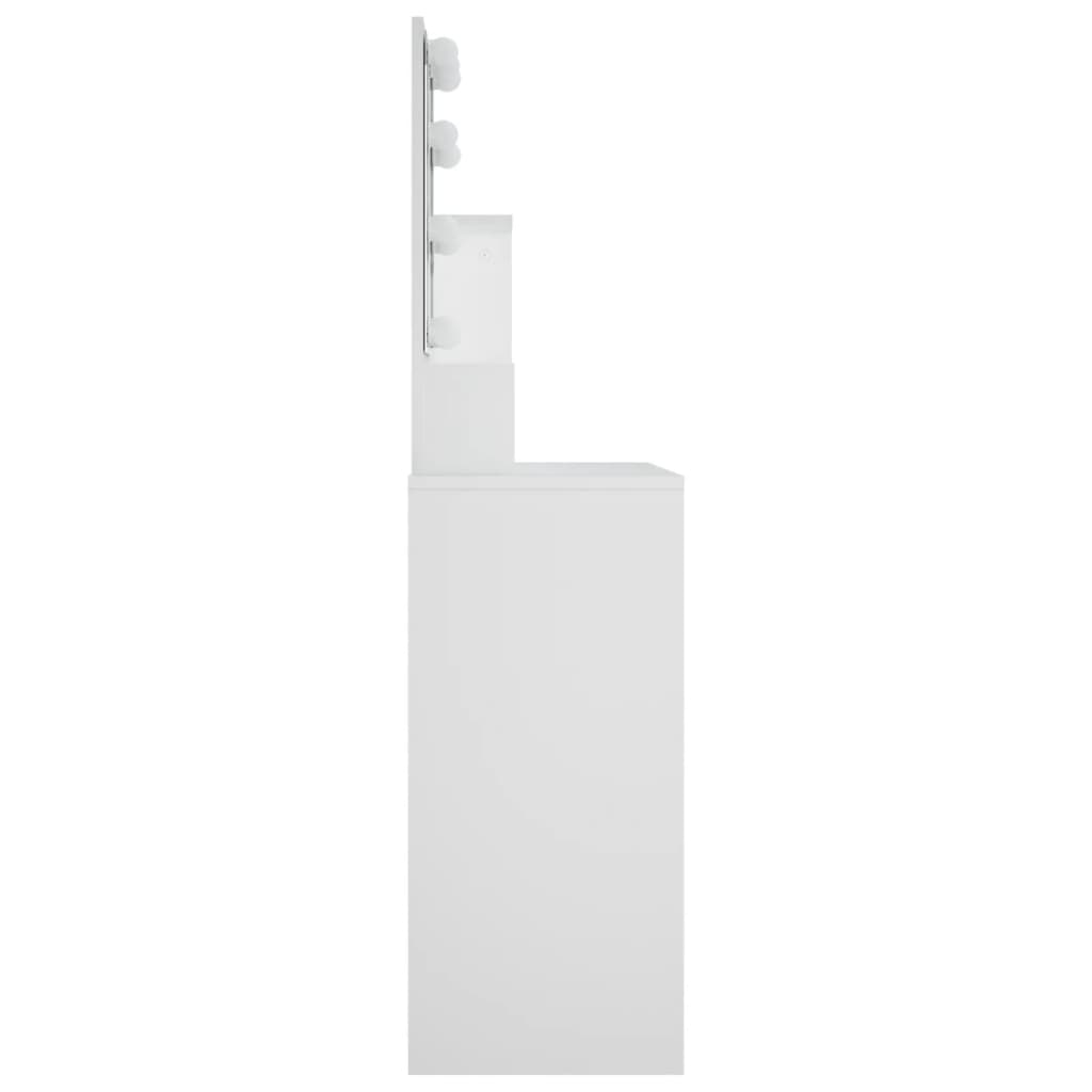 Peilipöytä LED-valoilla valkoinen 86,5x35x136 cm - Sisustajankoti.fi