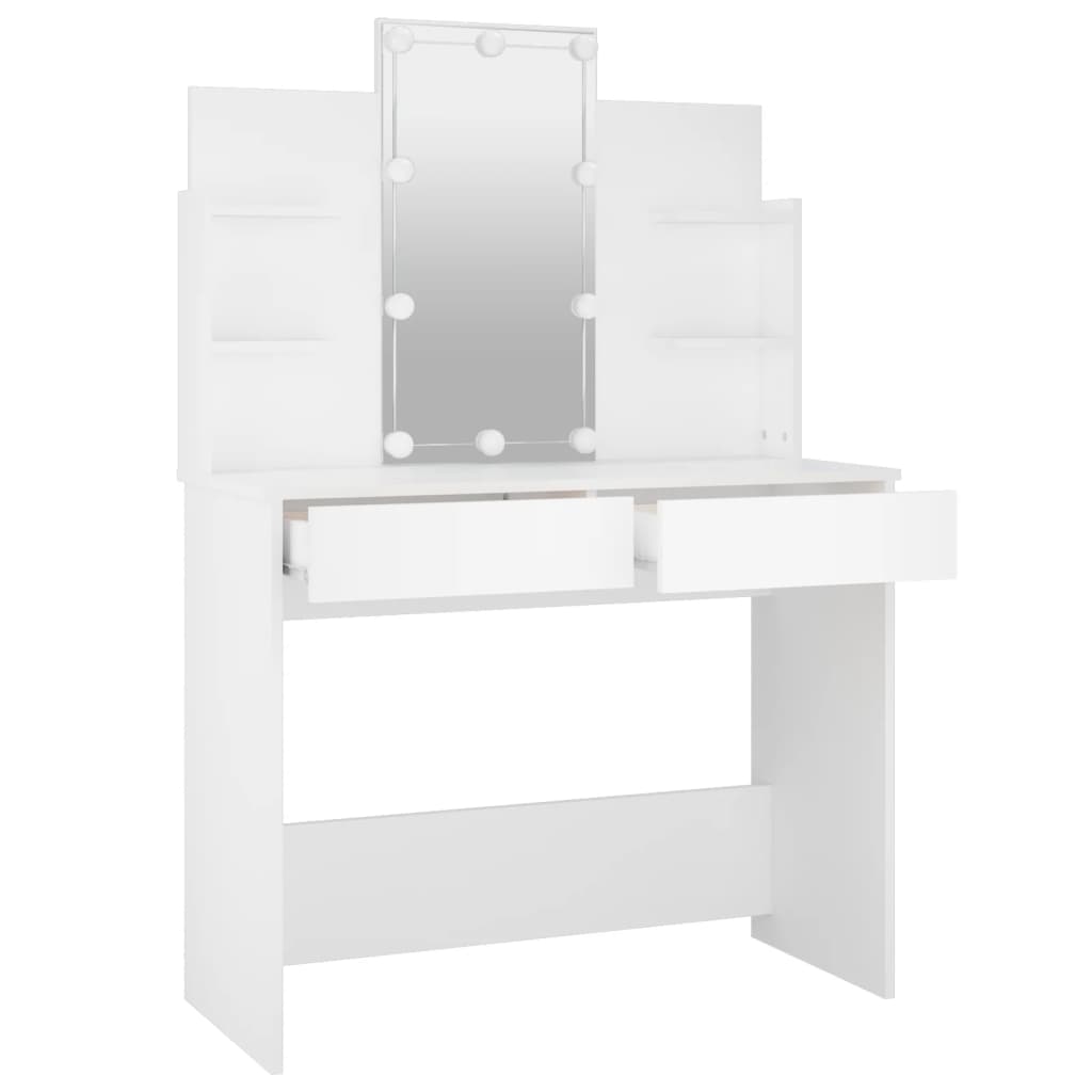 Peilipöytä LED-valoilla valkoinen 96x40x142 cm - Sisustajankoti.fi