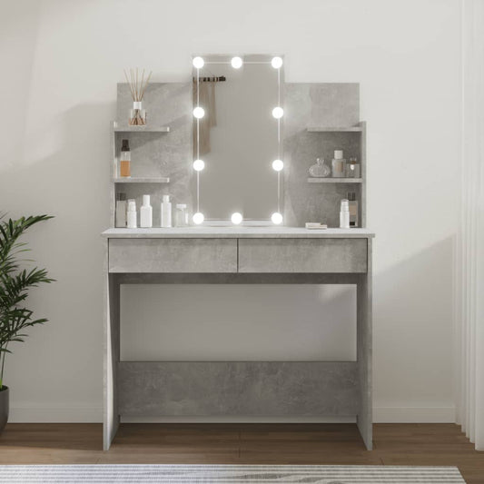Peilipöytä LED-valoilla betoninharmaa 96x40x142 cm - Sisustajankoti.fi