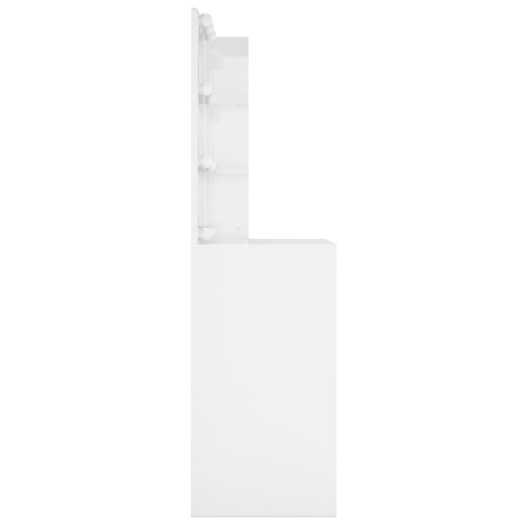 Peilipöytä LED-valoilla korkeakiilto valkoinen 60x40x140 cm - Sisustajankoti.fi