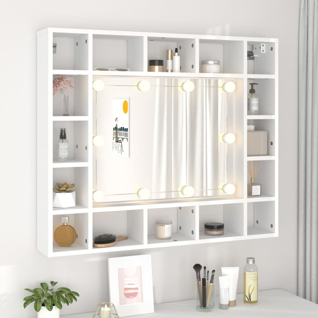 Peilikaappi LED-valoilla valkoinen 91x15x76,5 cm - Sisustajankoti.fi