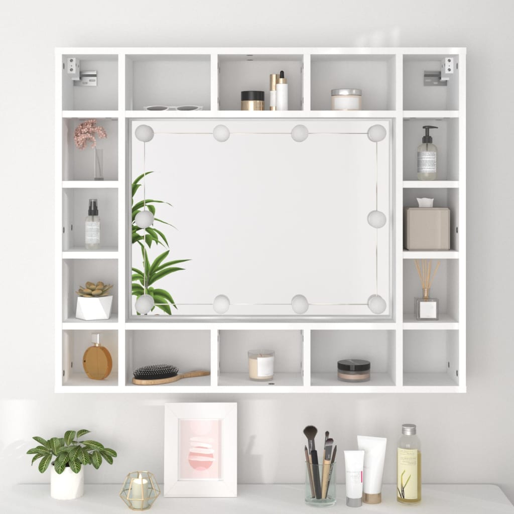 Peilikaappi LED-valoilla valkoinen 91x15x76,5 cm - Sisustajankoti.fi