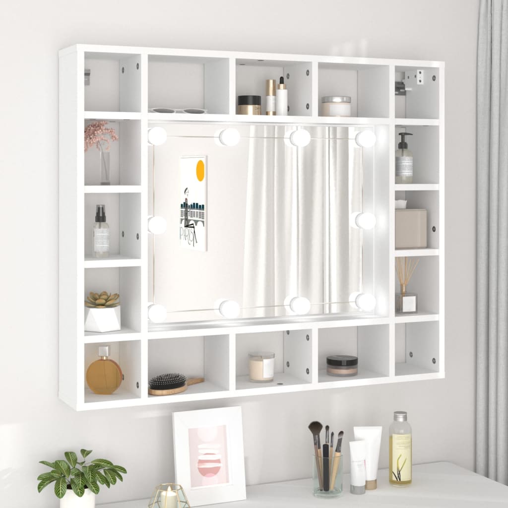 Peilikaappi LED-valoilla valkoinen 91x15x76,5 cm - Sisustajankoti.fi