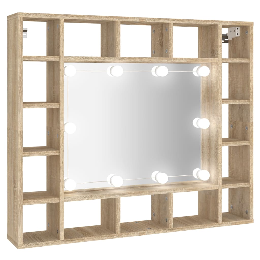 Peilikaappi LED-valoilla Sonoma-tammi 91x15x76,5 cm - Sisustajankoti.fi