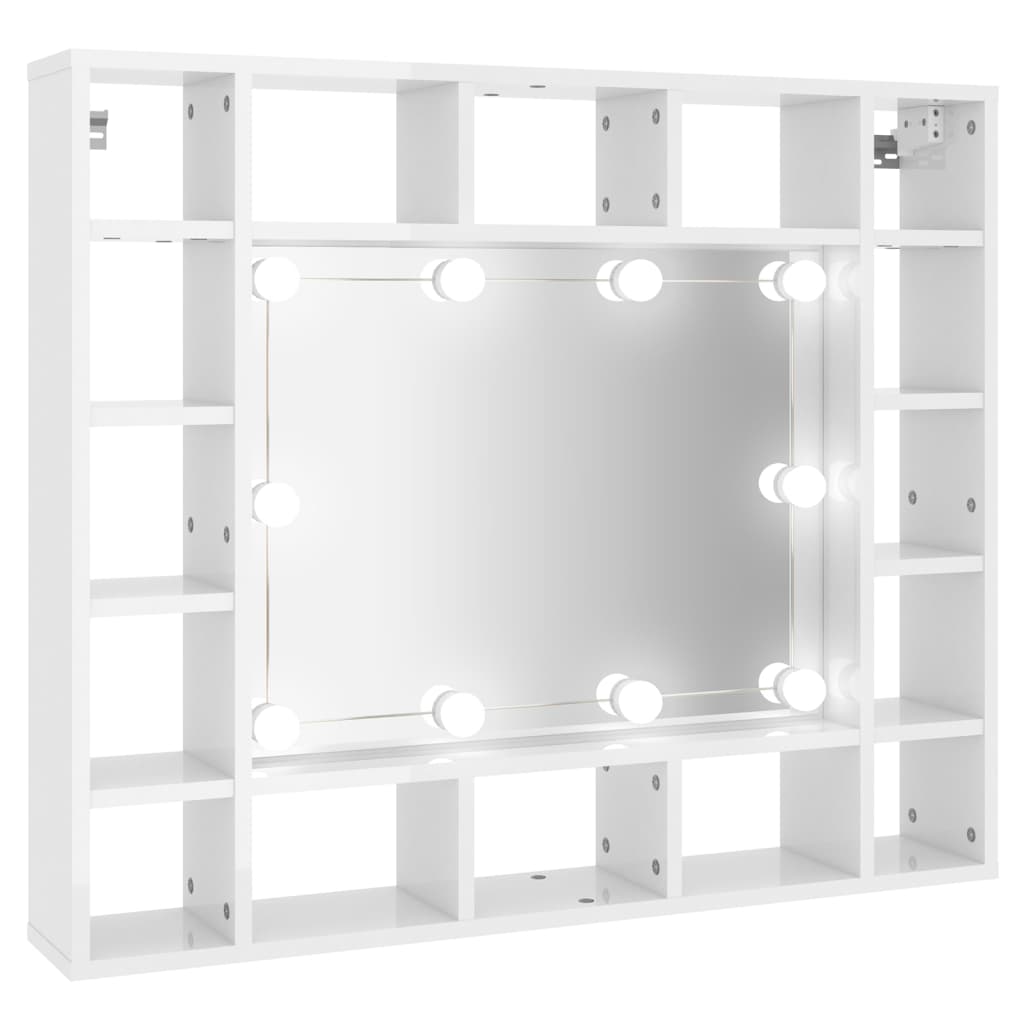 Peilikaappi LED-valoilla korkeakiilto valkoinen 91x15x76,5 cm - Sisustajankoti.fi