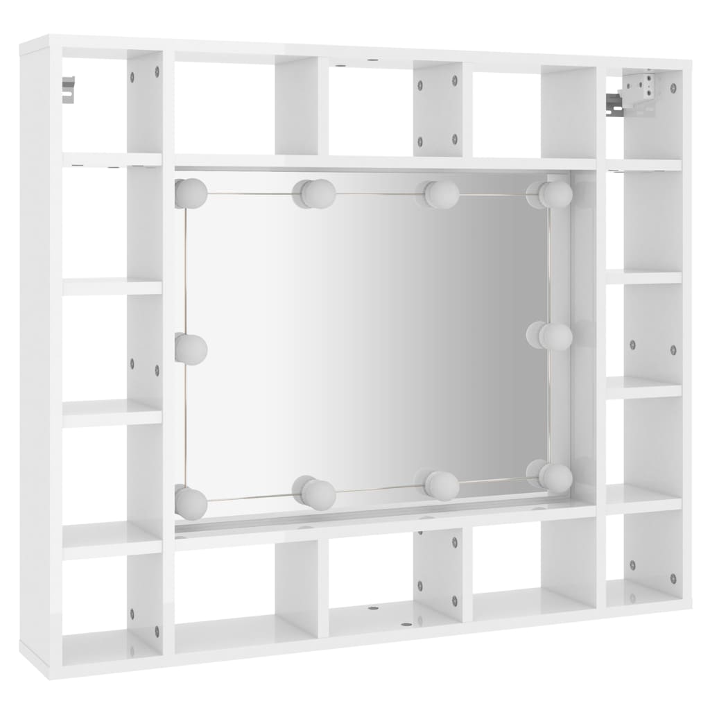 Peilikaappi LED-valoilla korkeakiilto valkoinen 91x15x76,5 cm - Sisustajankoti.fi